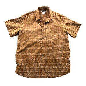 Columbia Mens Shirt Size XXL Short Sleeve Plaid Button Up Brown Western Casual